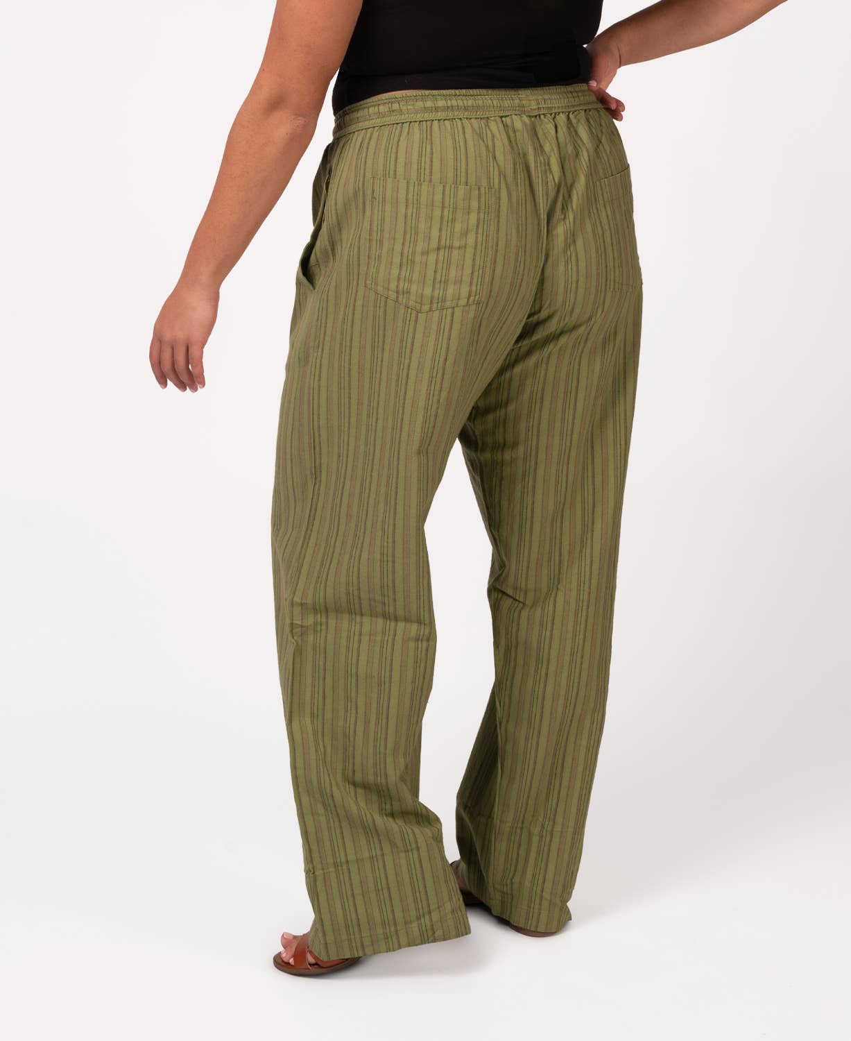 Striped Hippie Pants - Spirit Sage: MD