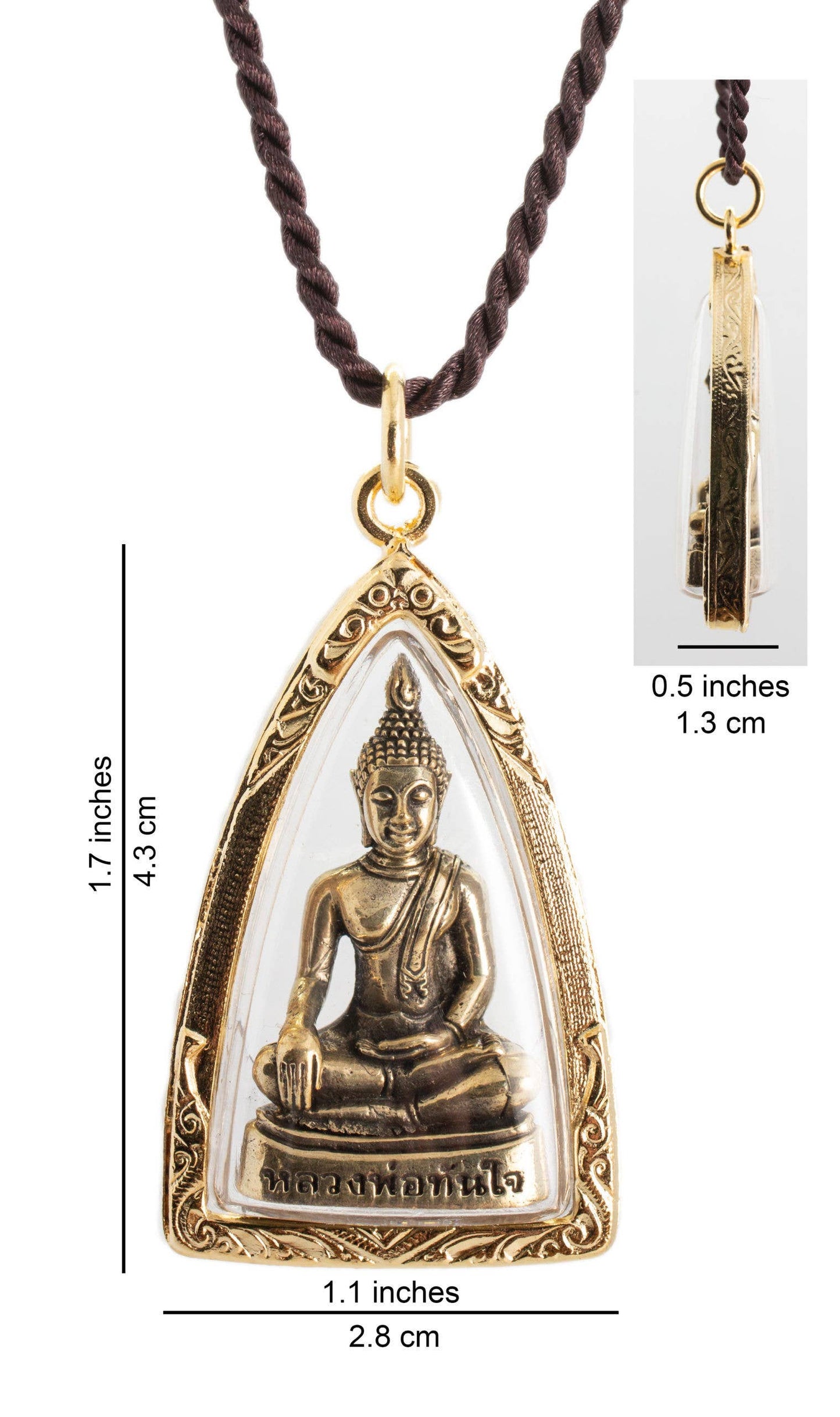 Sukhothai Earth-Touching Buddha Amulet / Pendant w Necklace