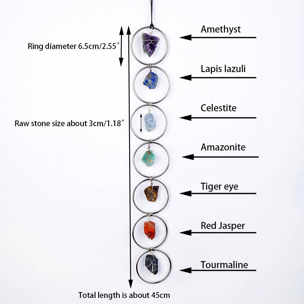 Natural 7 Chakra Gemstone Crystal Wall Hanging Raw stone