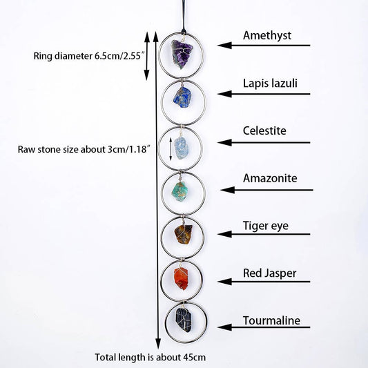 Natural 7 Chakra Gemstone Crystal Wall Hanging Raw stone
