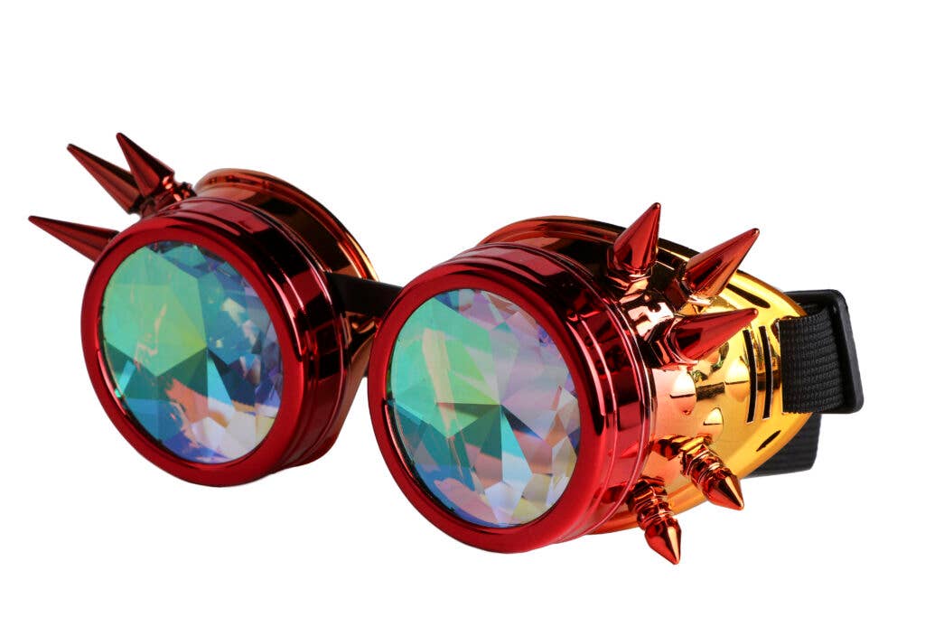 Steampunk Kaleidoscope Glasses - Psychedelic: Yellow-Turq or Rainbow