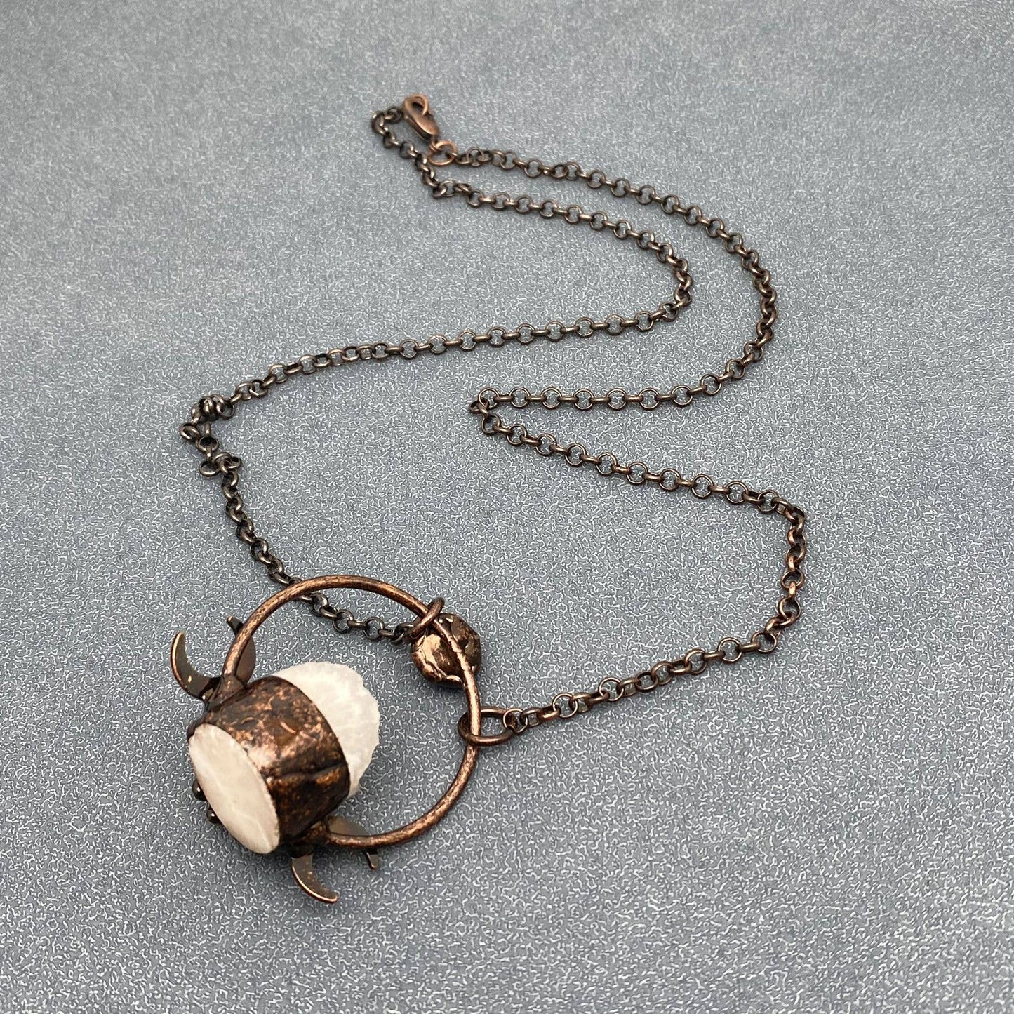 White Crystal & Amethyst & Powder Crysta Craft Moon Charm