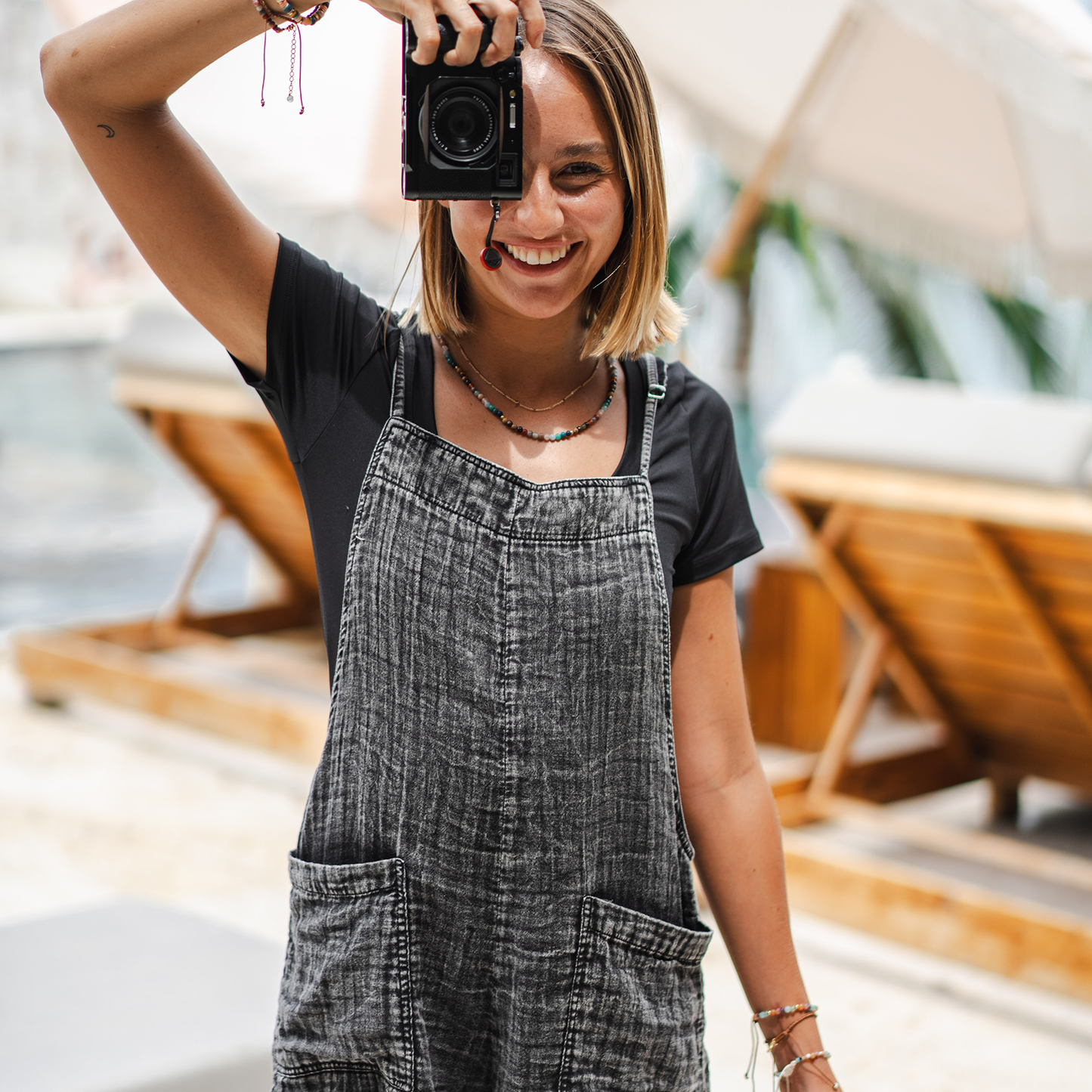 Vintage Black Romper with Adjustable Straps: S, M or L