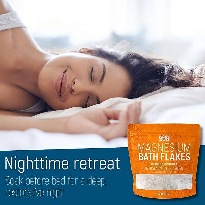 Magnesium Bath Flakes, Bath Soak With Vitamin C: 3LB
