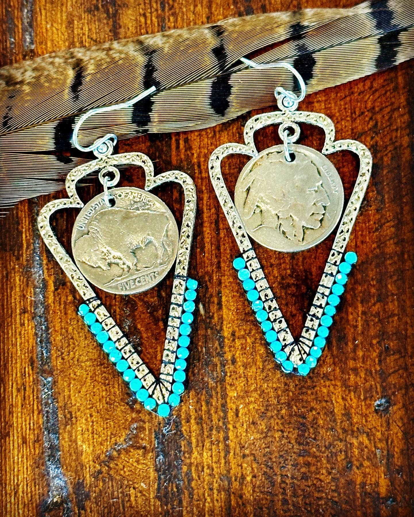 Arrowhead Earrings with Kingman Turquoise: 2 inches / Mixed (pictured)