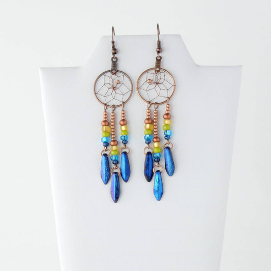 .75" Dream Catcher Earrings with Prismatic Dangles