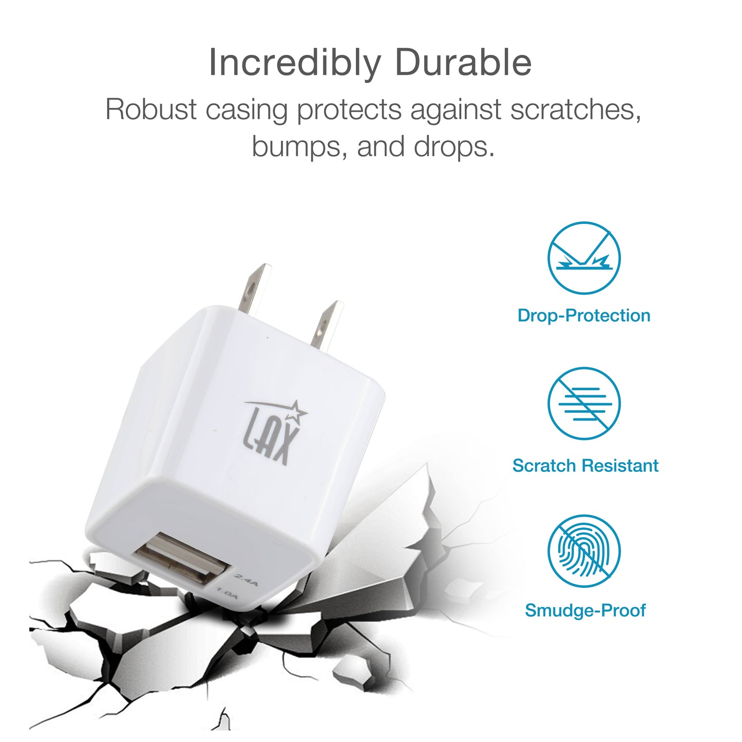 LAX Fast Charging 2 Port USB Wall Charger Retail Pack: Rose Gold