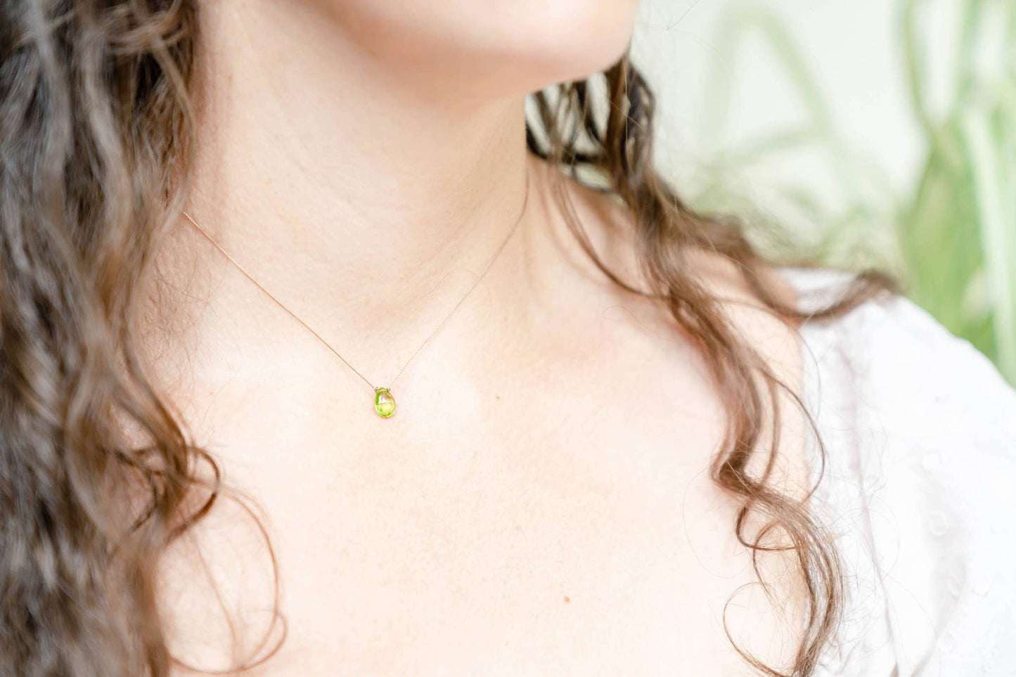 Peridot Small Teardrop Necklace: 16, 18 or 20 inches