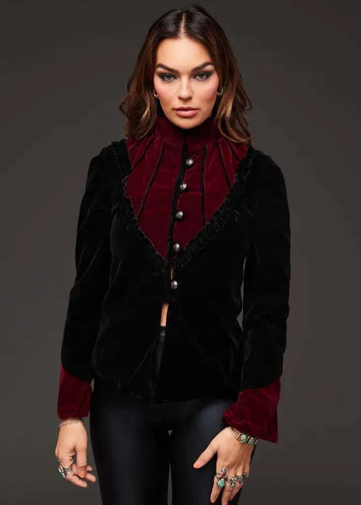 Velvet Vampire Steampunk Collar Jacket Goth Burlesque  : Small-3XL