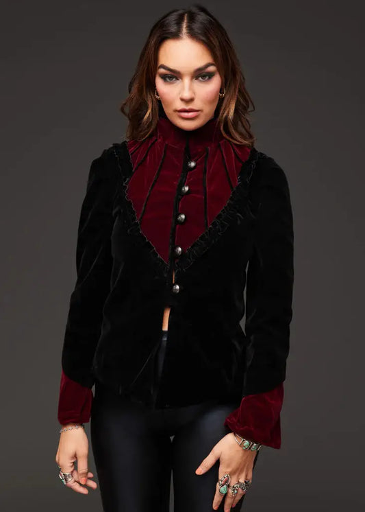 Velvet Vampire Steampunk Collar Jacket Goth Burlesque  : Small-3XL