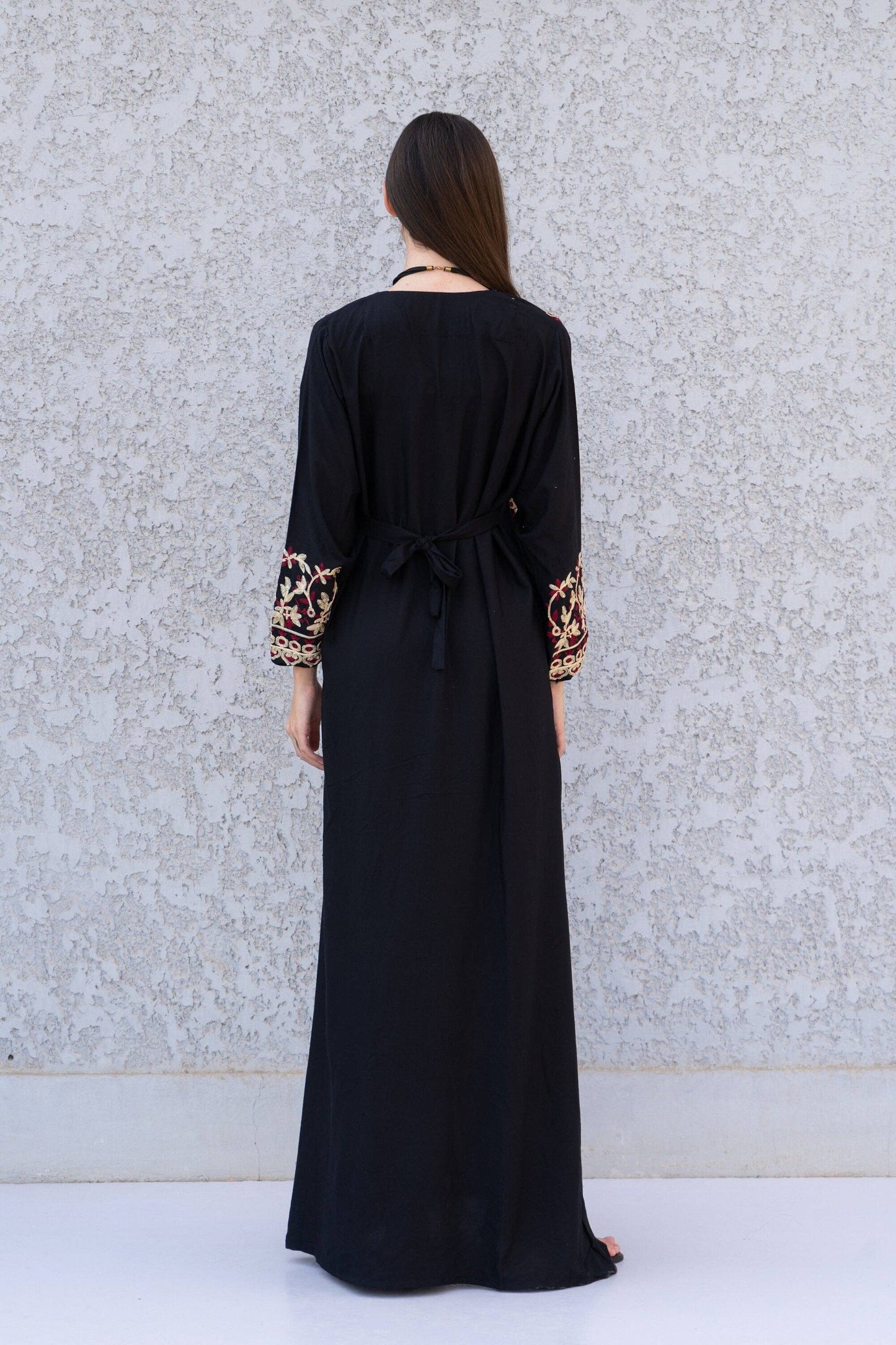 Chic Black embroidered cotton Caftan, caftans for women, Kaftans, embroidered Caftan dress, Caftan maxi dress, Caftans for women, Caftans: S/M/L