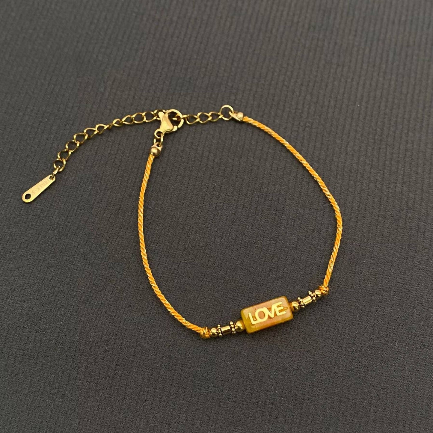 LOVE Charm 18K Golden S.Steel Multicolor Rope Bracelet