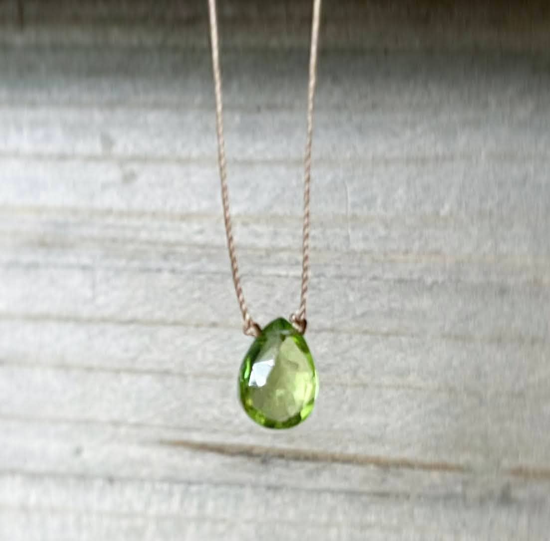 Peridot Small Teardrop Necklace: 16, 18 or 20 inches