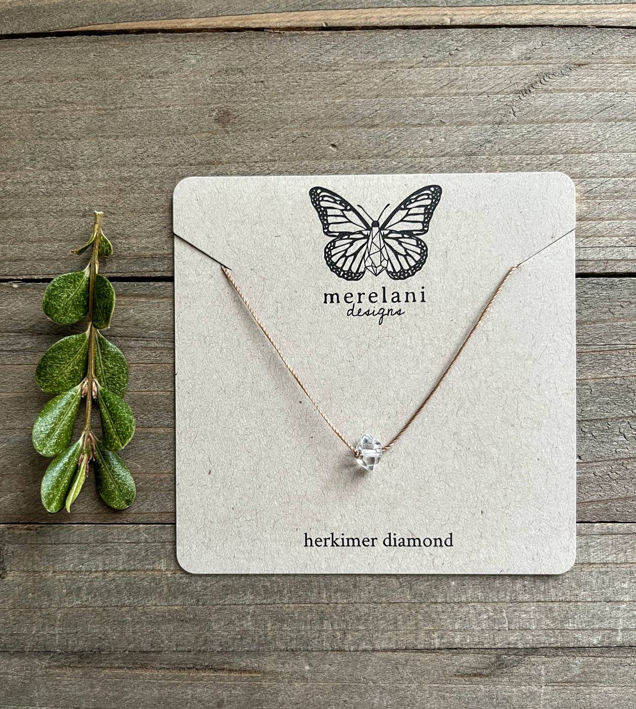 Herkimer Diamond Small Single Crystal Necklace: 16, 18 or 20 inches