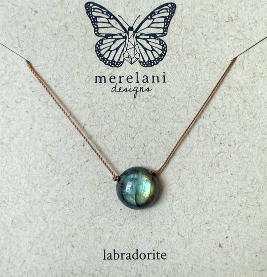 Labradorite Dot Cord Necklace  : 16" or 18"