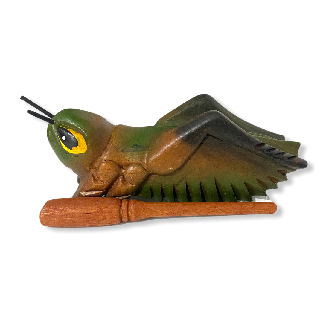 Painted Wooden Musical Cricket Percussion Instrument 4"