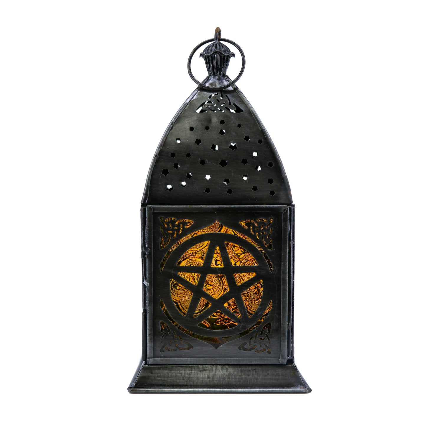 Lantern, Iron Star of David and glass (Height 9", width 4", length 3")