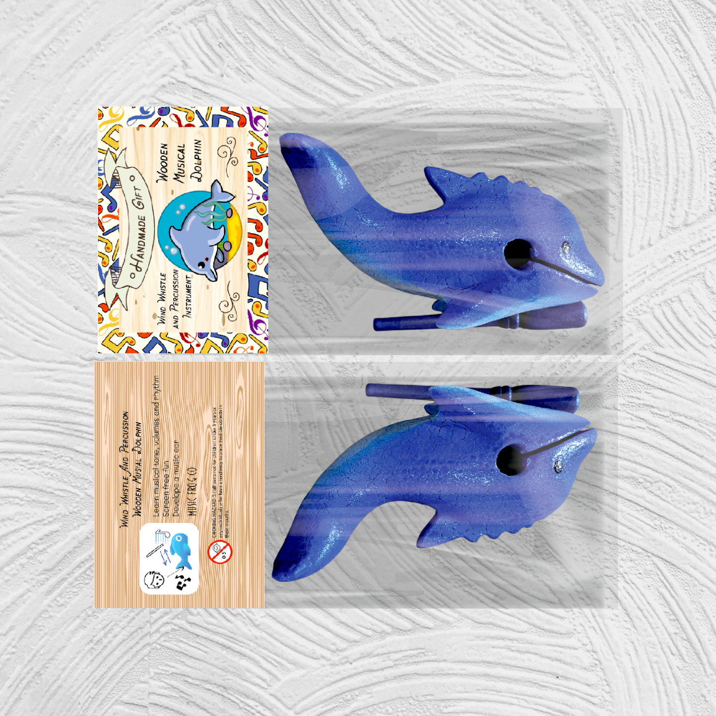 Wooden Musical Whistle Dolphin Percussion Instrument
