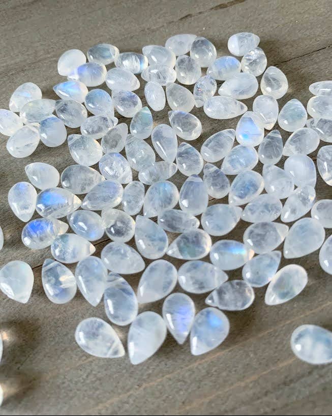 Moonstone Smooth Small Teardrop Necklace: 16,18 or 20"