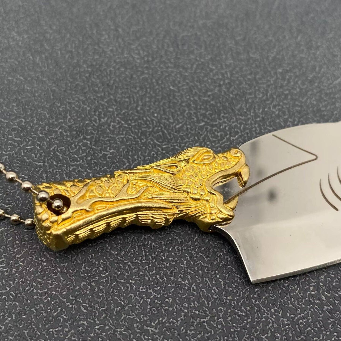 Dragon Head Handle Mini S.Steel Knife with Protective Sleeve