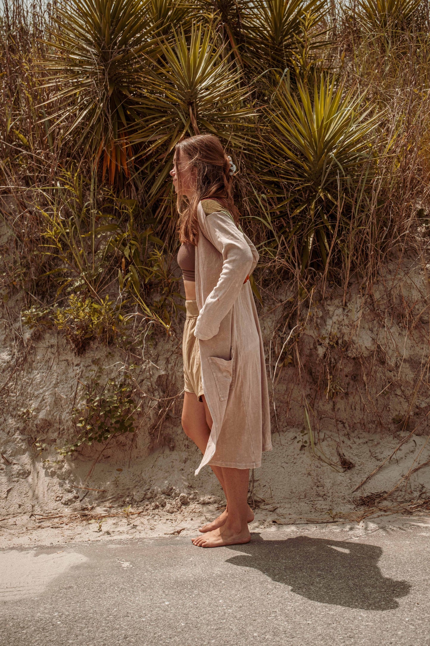 Sun Ray Cardigan, Cotton Earthy Hippie Boho Style Duster: Earthy / Small