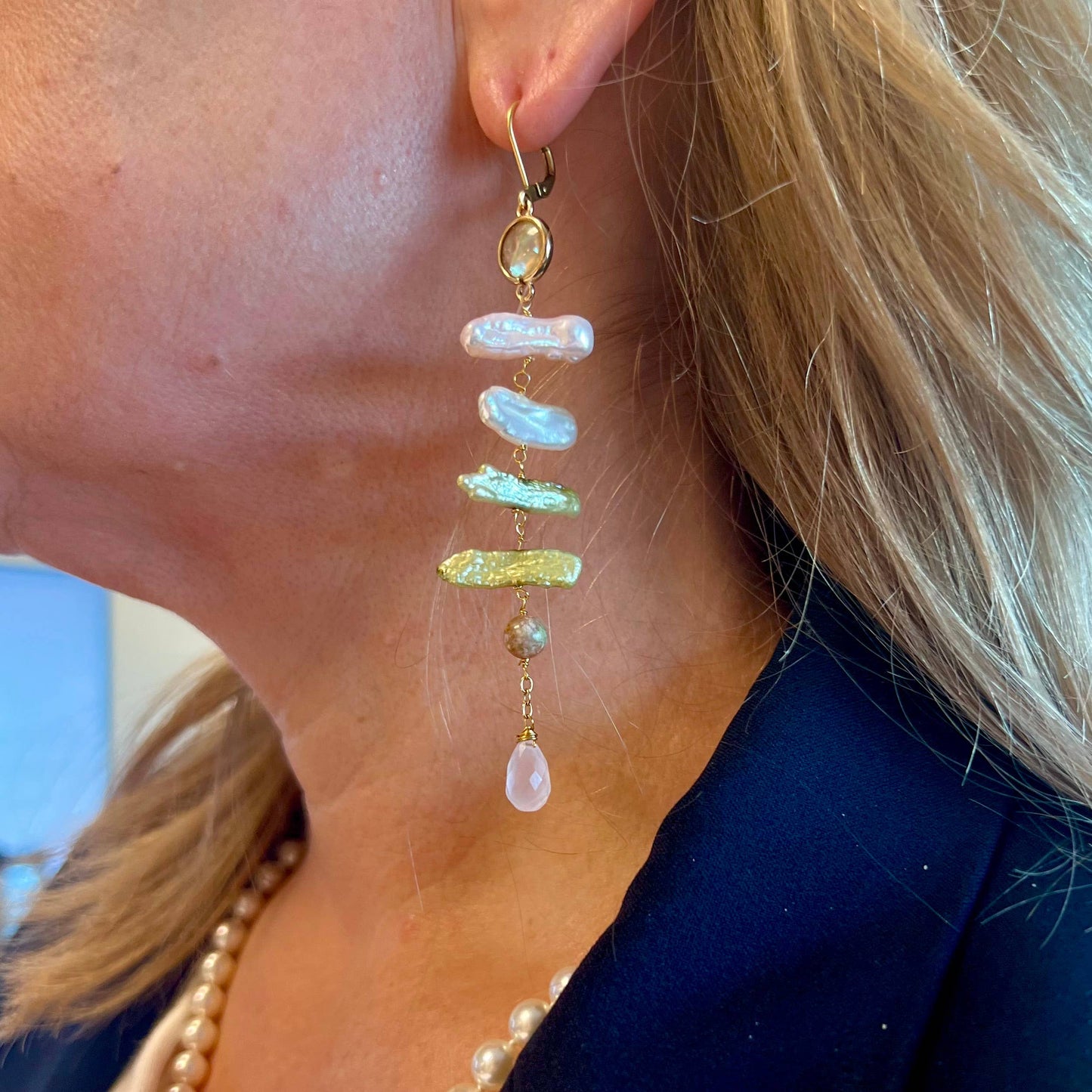 Club Lounge pearl dangle earrings