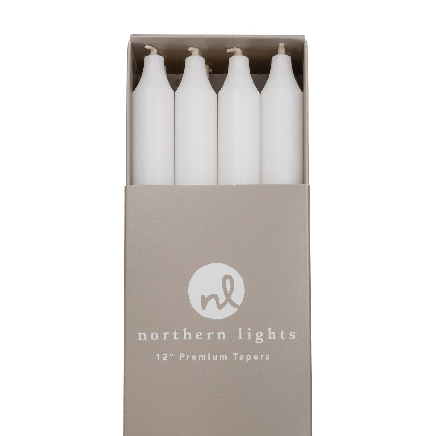 12" Taper Candles - 12pc Box: Pure White