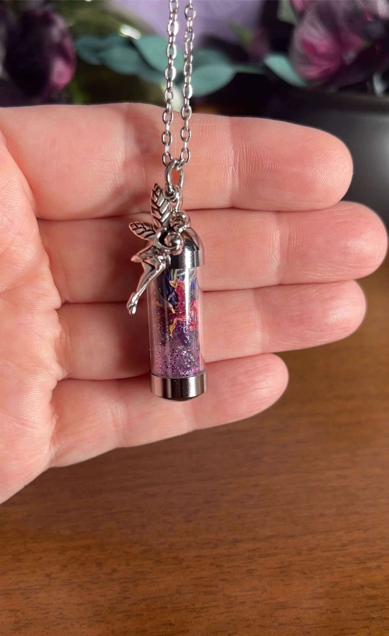 Fairy Dust Spell Jar Amulet Necklace, Witchy Crystal Jewelry