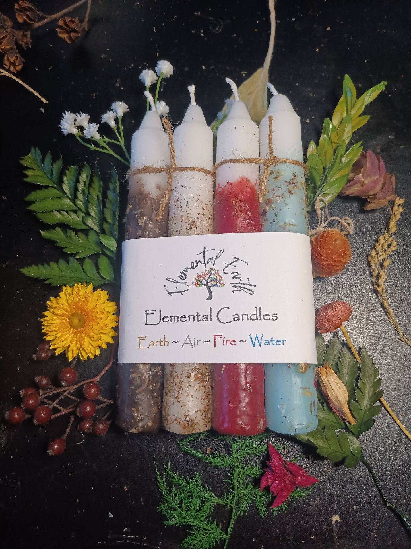 Elemental Herbal Intention 6 inch candle set
