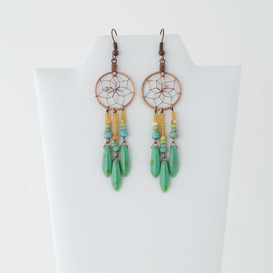 .75" Dream Catcher Earrings with Picasso Dangles