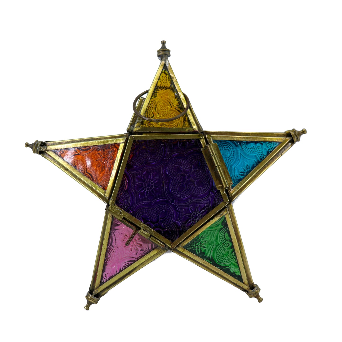 Lantern, Iron and Stained Glass Star, 8" (height 8", width 8", Length 2")