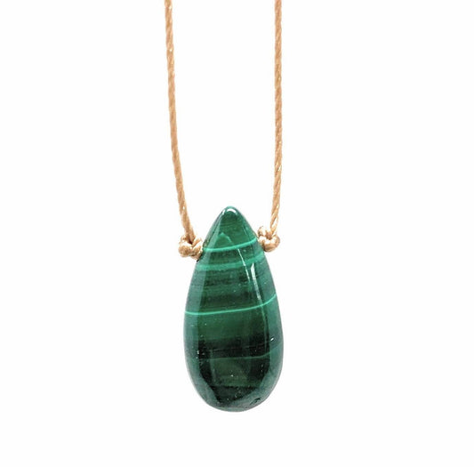 Malachite Teardrop Necklace: 16 or 18 inches