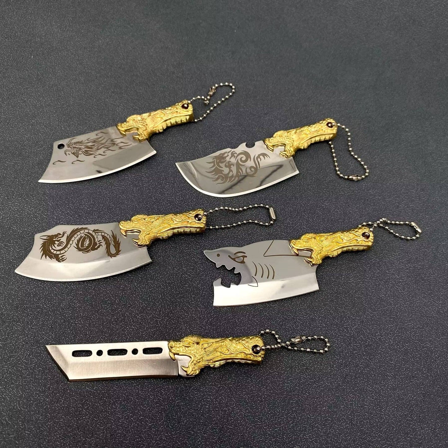 Dragon Head Handle Mini S.Steel Knife with Protective Sleeve