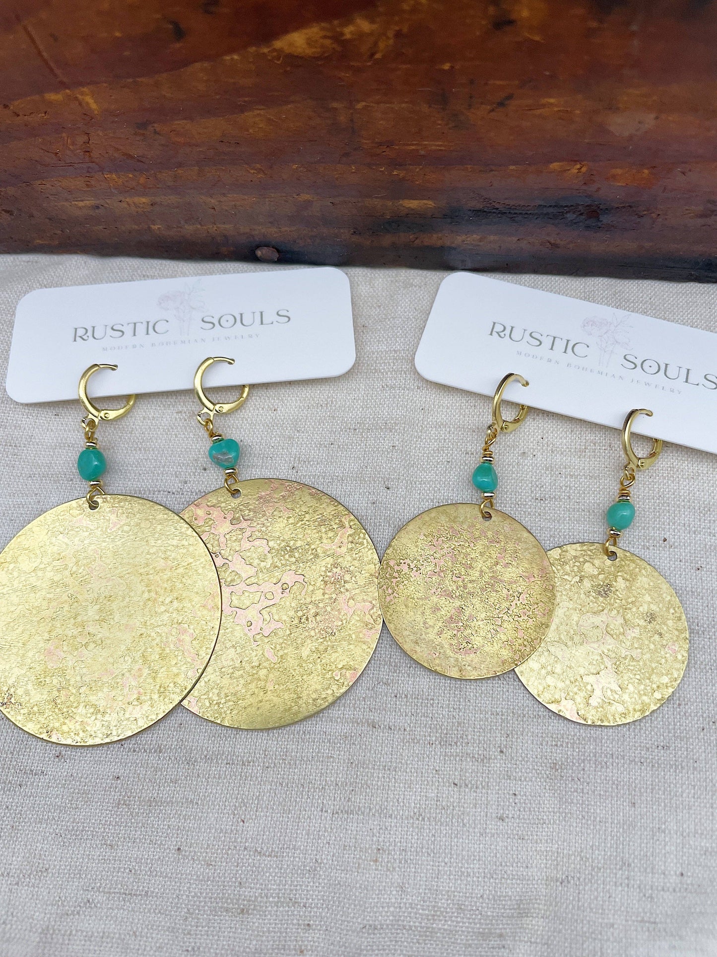 Recycled Patina Round Earrings: Large