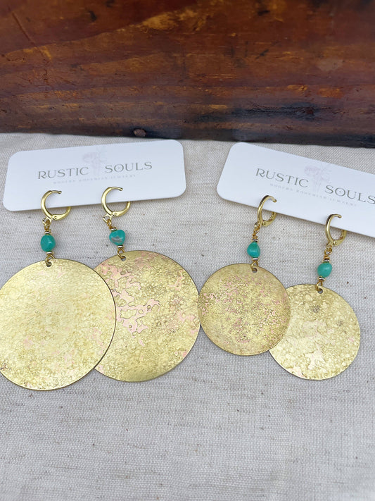 Recycled Patina Round Earrings: Large