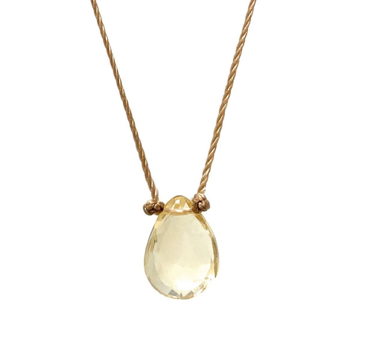 Citrine Faceted Teardrop Cord Necklace: 16", 18" or 20"