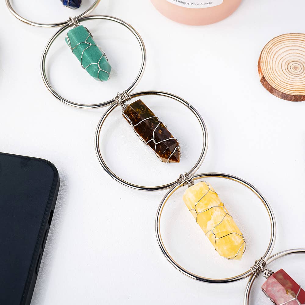 Natural 7 Chakra Gemstone Crystal Wall Hanging Raw stone