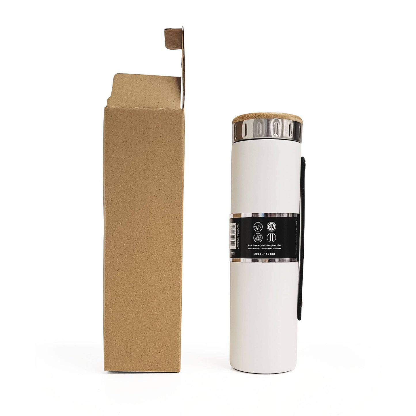 Water Bottle Bamboo lid, Internal Strainer Cotton Candy 20oz