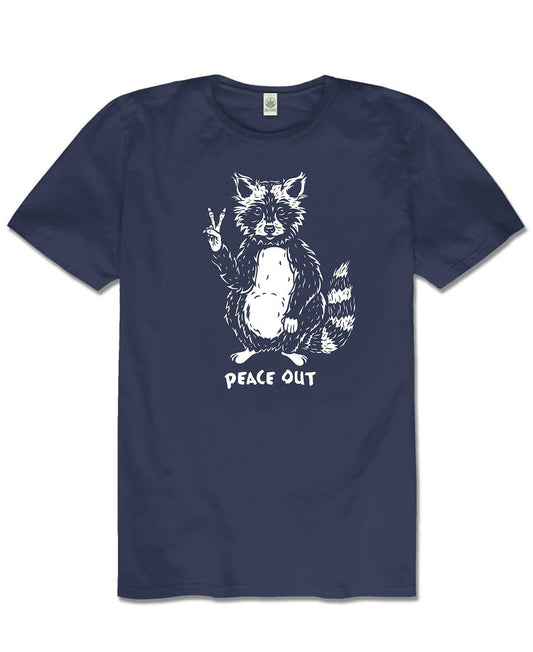 Peace Out Raccoon Organic T-Shirt - Unisex: LG