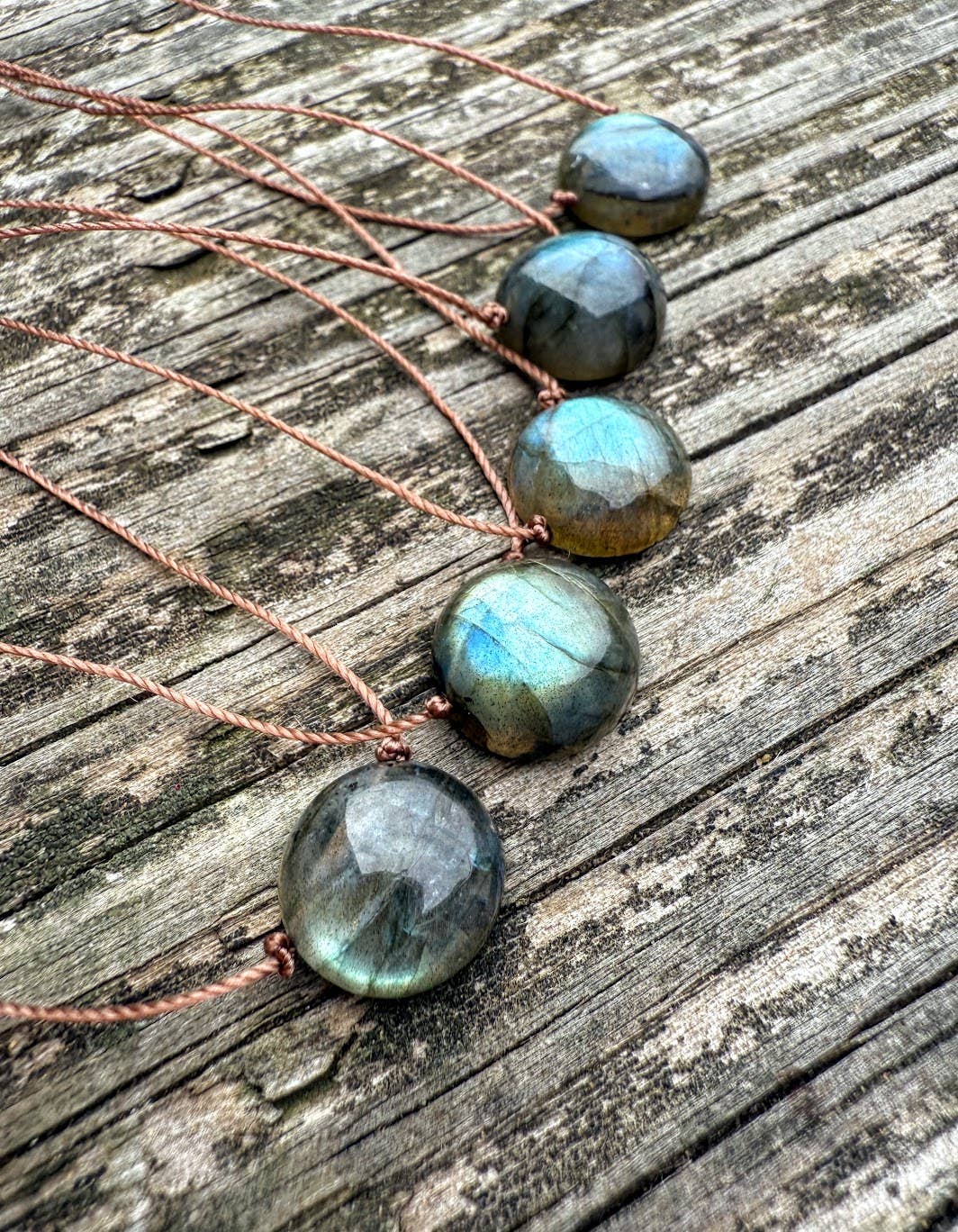 Labradorite Dot Cord Necklace  : 16" or 18"