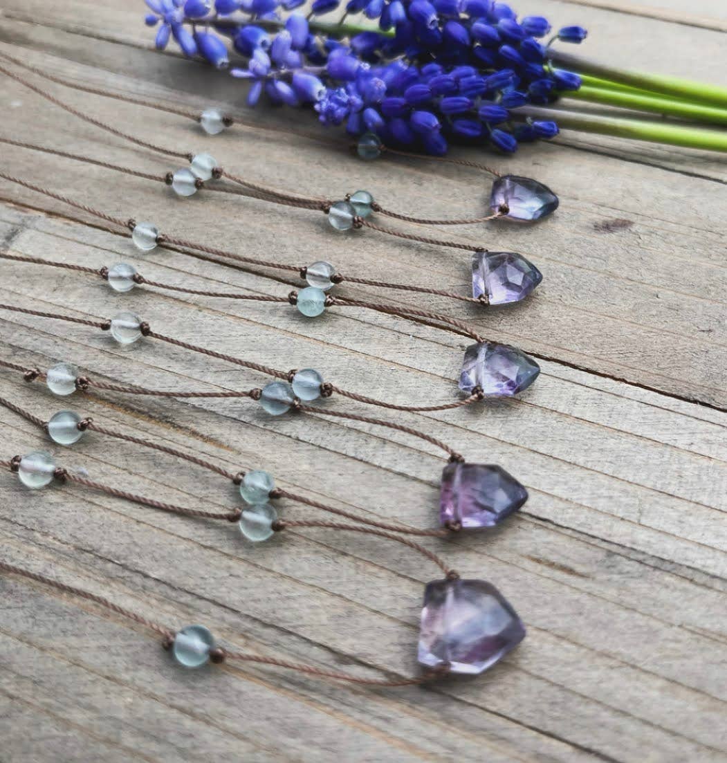 Fluorite Shield Cord Necklace : 16, 18 or 20"