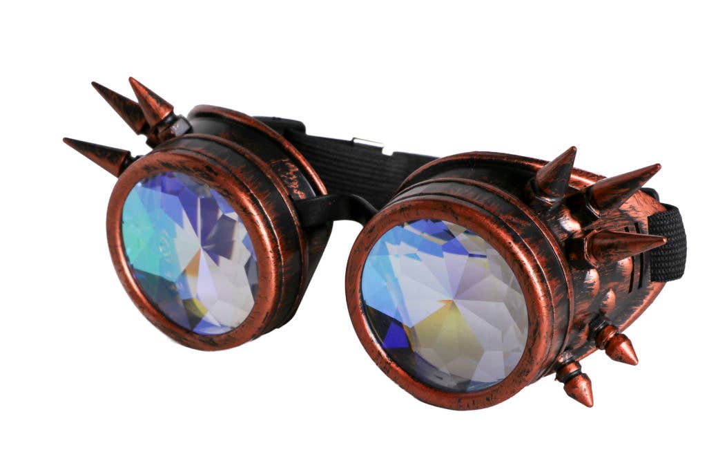 Steampunk Kaleidoscope Glasses - Psychedelic: Yellow-Turq or Rainbow