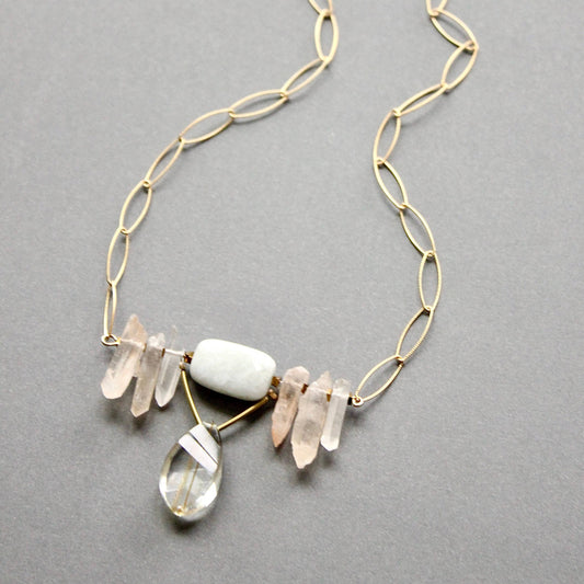 Quartz geometric pendant necklace