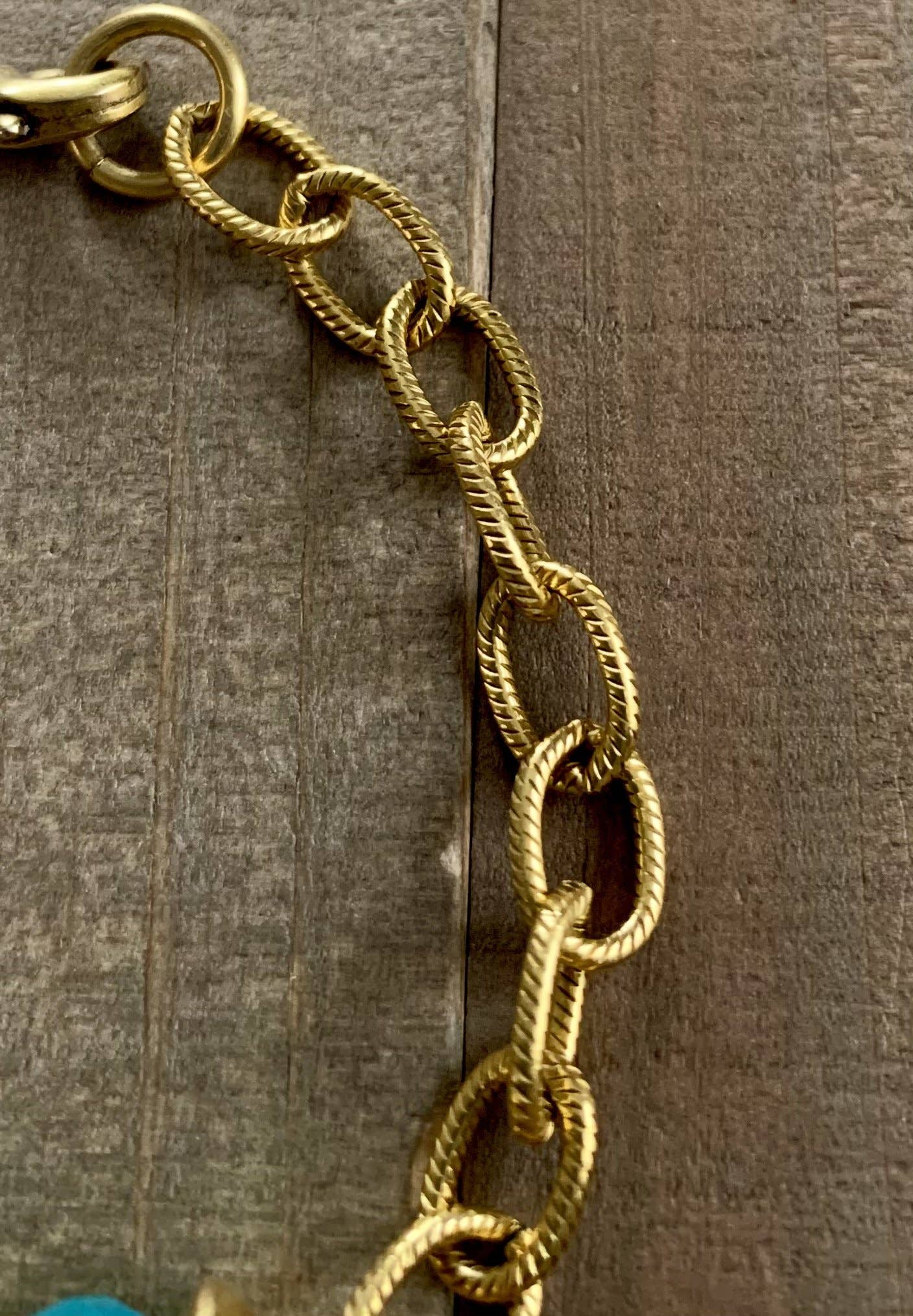 Glow Up- aqua gemstone chain bracelet: Gold or Silver