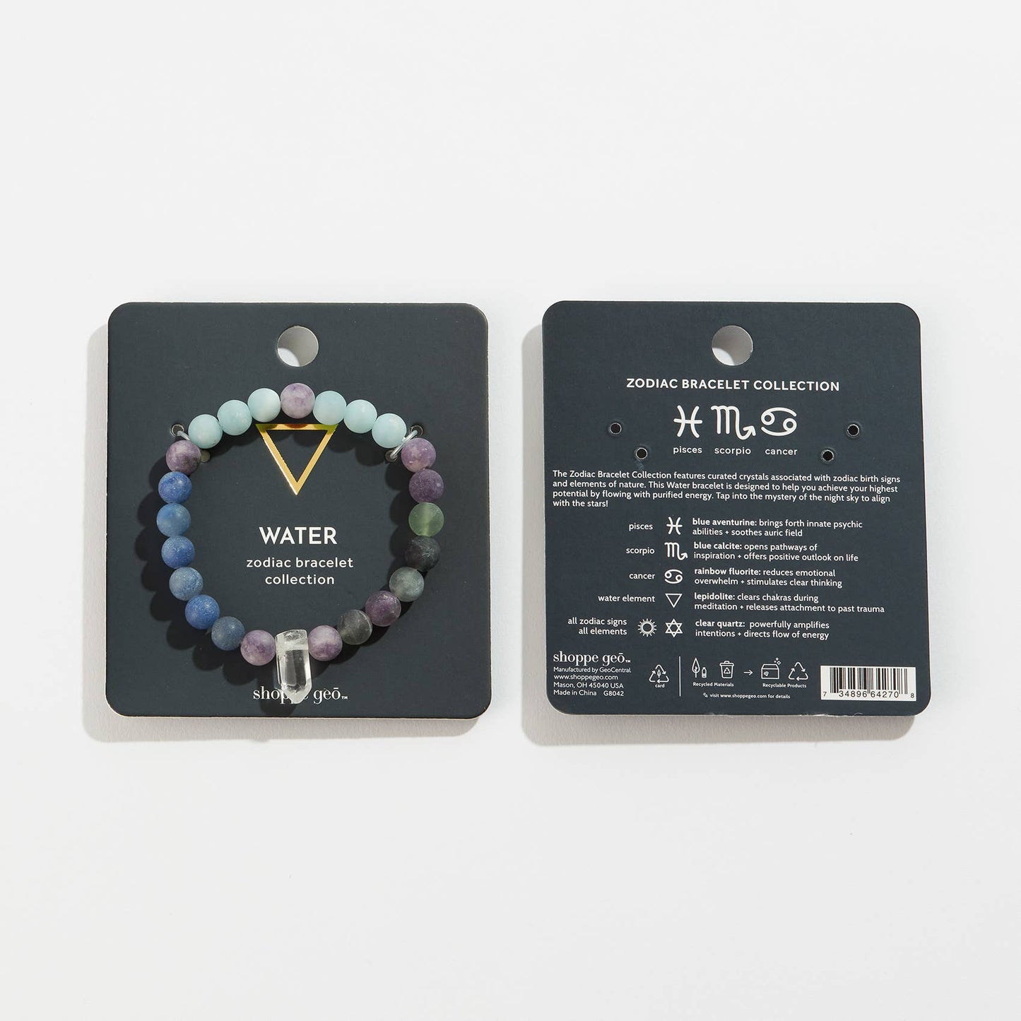 Zodiac Crystal Bead Bracelet Collection: Water 8mm