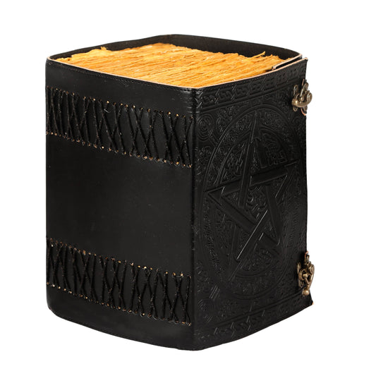 1000 Pages Large Black Pentagram Embossed Leather Journal | Writing Leather Notebook | Leather grimoire Book | Handmade Leather Journal Gift