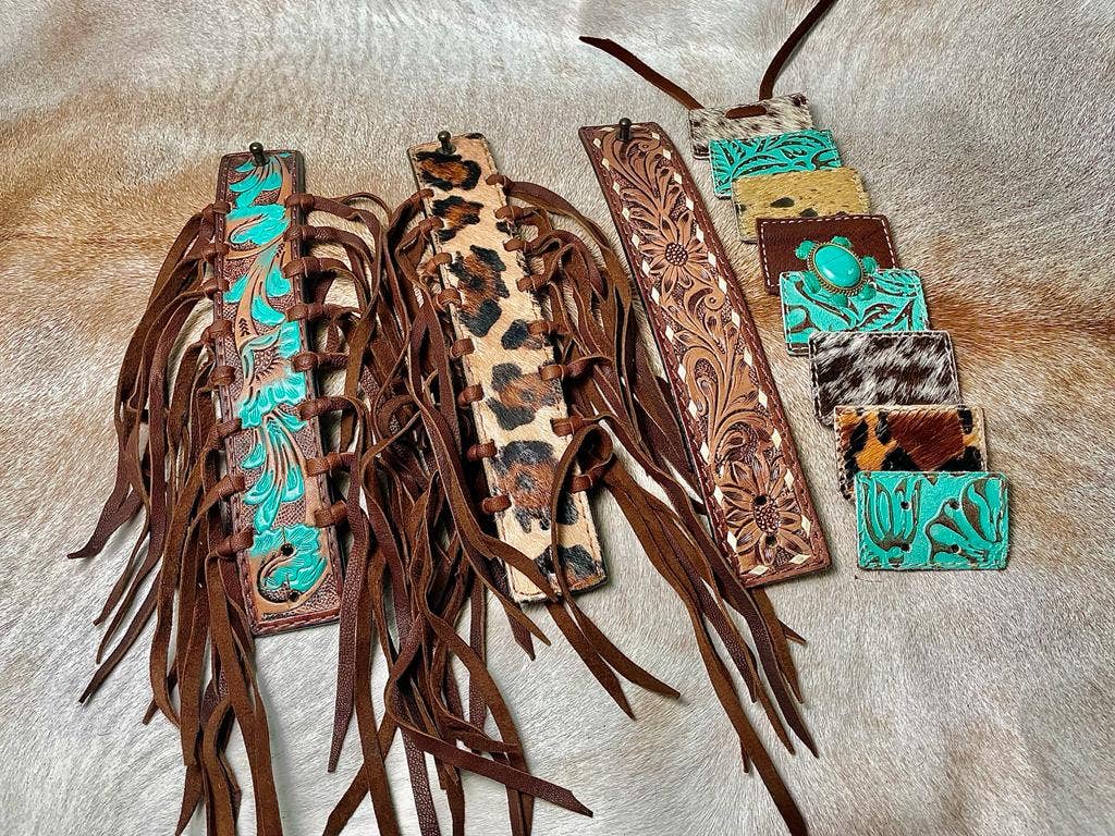 Tooled leather Bracelet: Stone
