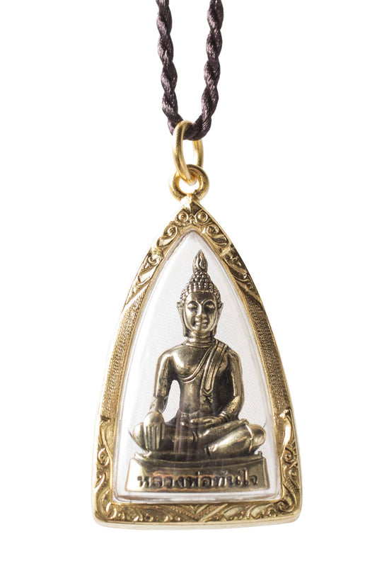 Sukhothai Earth-Touching Buddha Amulet / Pendant w Necklace