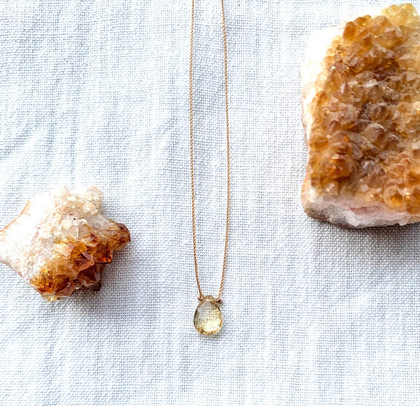 Citrine Faceted Teardrop Cord Necklace: 16", 18" or 20"
