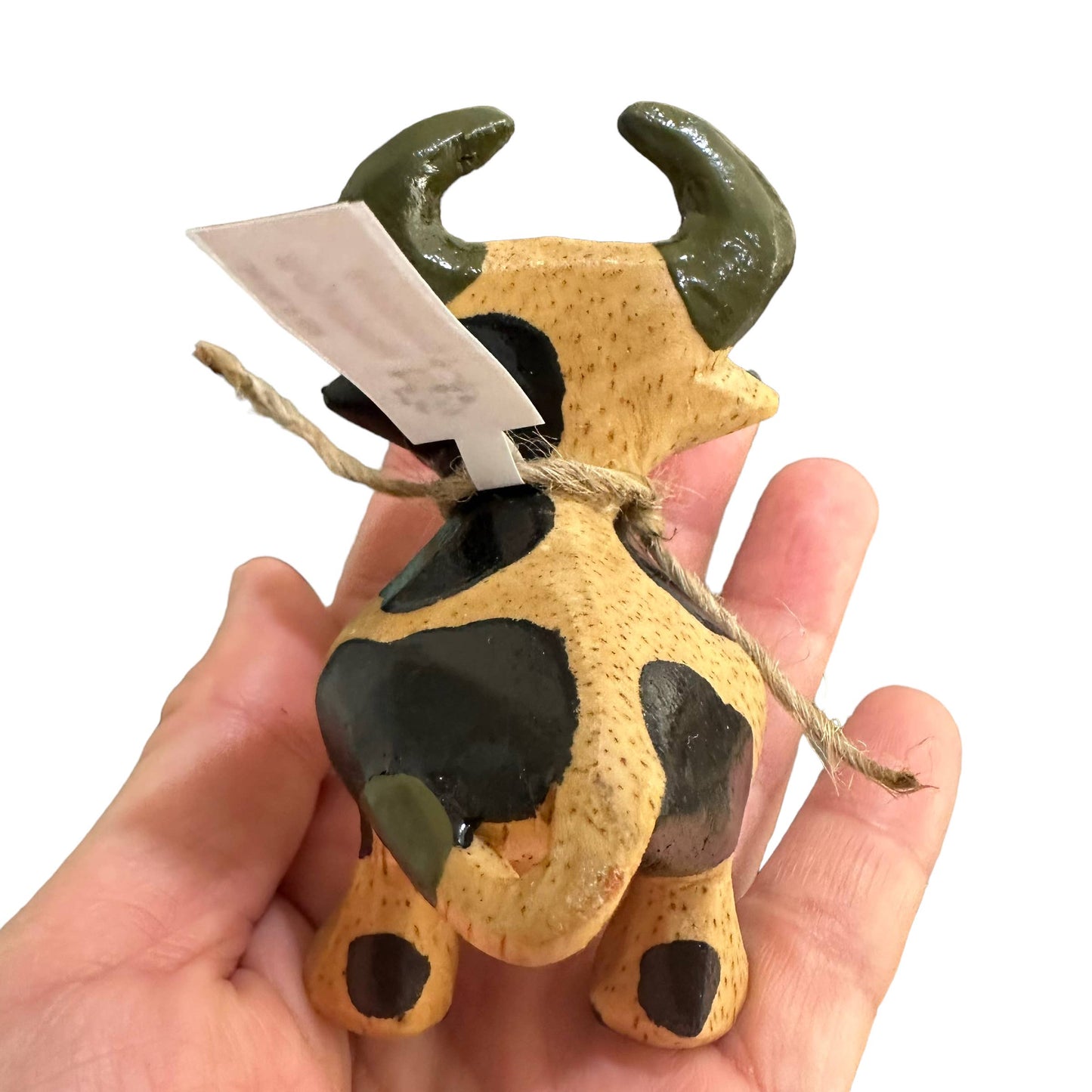 Wooden Farm Cow Musical Figurine